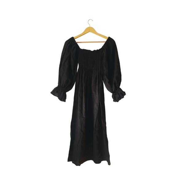 Sleeper Atlanta Linen Midi Dress Black Size Small - Picture 1 of 8